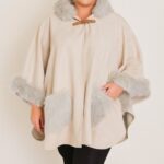 Cape grande taille effet suédine avec fausse fourrure