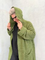 Gilet long à capuche en maille bouclette – Image 2