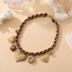 Collier Multi-Pendentifs Cœur et fleur