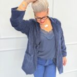 Blazer velours grande taille avec doublure imprimée