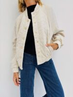 Veste Matelassée en Panne de velours