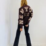 Pull oversize "New York" à motif écossais