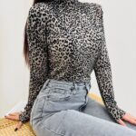 Pull col Montant Imprimé Léopard