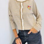 Gilet Rayé avec Broderie