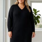 Robe pull col V maille douce