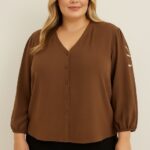 Blouse ample avec manches brodées – Grande Taille
