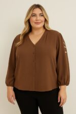 Blouse ample avec manches brodées – Grande Taille