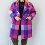 Manteau à carreaux laine bouillie – Grande Taille