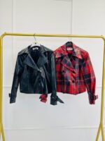 Veste courte à carreaux en sky – Hippocampe – Image 2