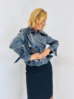 Veste courte à carreaux en sky – Hippocampe – Image 3