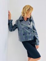 Veste courte à carreaux en sky – Hippocampe