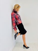 Veste courte à carreaux en sky – Hippocampe – Image 6