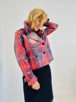 Veste courte à carreaux en sky – Hippocampe – Image 7