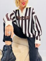 Pull à Col Chemise “Amour” – Rayures chics et style parisien