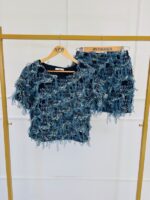 Jupe Courte Texturée effet franges – Image 2