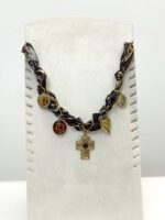 Collier Fantaisie à pendentifs dorés