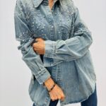 Chemise en Jean brodée perles