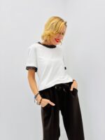 T-shirt Col et Manches lurex – Chic minimaliste 100% coton – Image 6