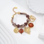 Bracelet charms doré et ambré – Acier inoxydable