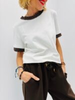 T-shirt Col et Manches lurex – Chic minimaliste 100% coton – Image 5