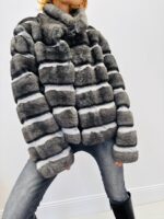 Veste en Fausse Fourrure à rayures