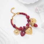 Bracelet Charme bordeaux et doré – Acier inoxydable