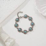 Bracelet Fleurs Acier inoxydable et pierres turquoise – esprit bohème chic