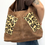 Sac en Cuir avec Poches Léopard