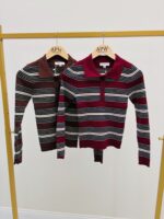 Pull Rayé col Polo en maille viscose – Image 2