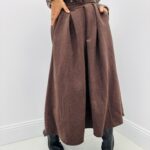 Jupe Midi en suédine avec ceinture