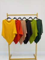 Poncho doux asymétrique – Style italien en maille viscose Marque Valentyne – Image 2