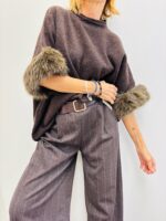 Pull Manches 3/4 à fausse fourrure amovible