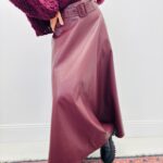 Jupe Longue en Simili cuir avec ceinture