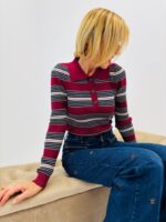 Pull Rayé col Polo en maille viscose – Image 5