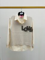 Top Trompe-l’œil “Love” en maille texturée – Élégance signée LM LULU – Image 2