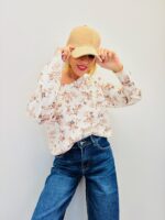 Pull Imprimé fleuri & fil lurex