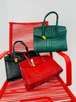 Sac à Main effet Croco Structuré Cuir Veritable – Image 2