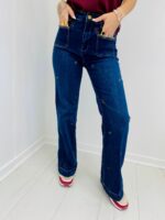 Jean Coupe Large avec détails brodés