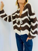 Gilet Tricoté à Rayures Ondulées